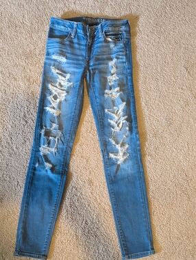 American Eagle Outfitters Ripped Skinny Jeans - Blue